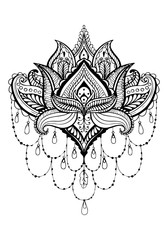 Mandala flower draw. Oriental pattern vector.