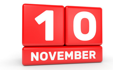 November 10. Calendar on white background.