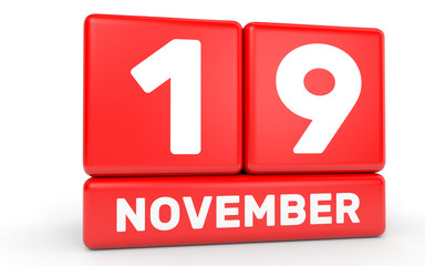 Fototapeta premium November 19. Calendar on white background.