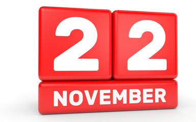 November 22. Calendar on white background.
