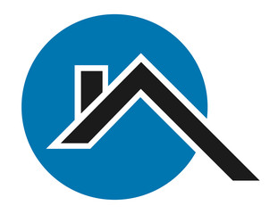 Blue house logo, roof logo, chimney logo