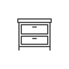 Chest of drawers household furniture line icon, outline vector sign, linear style pictogram isolated on white. Symbol, logo illustration. Editable stroke