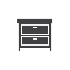 Chest of drawers household furniture icon vector, filled flat sign, solid pictogram isolated on white. Symbol, logo illustration.