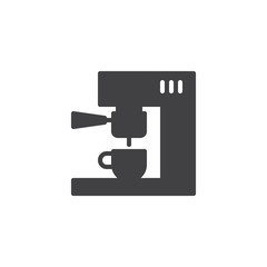 Coffee machine icon vector, filled flat sign, solid pictogram isolated on white. Symbol, logo illustration.