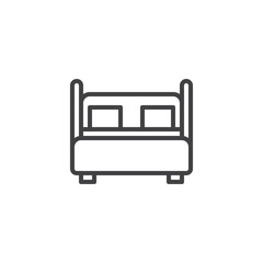 Bed household furniture line icon, outline vector sign, linear style pictogram isolated on white. Symbol, logo illustration. Editable stroke
