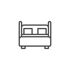 Bed household furniture line icon, outline vector sign, linear style pictogram isolated on white. Symbol, logo illustration. Editable stroke