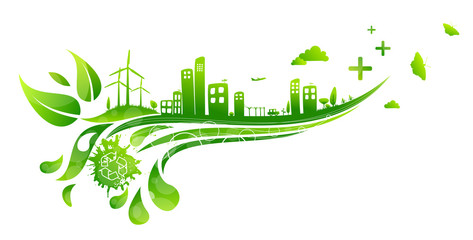 Green city concept, sustainable city vector illustration