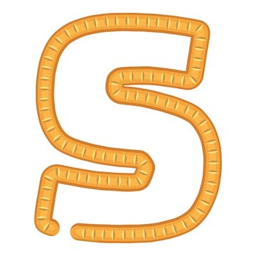 Letter s bread icon, cartoon style