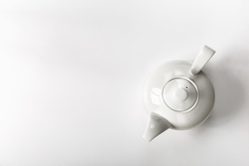 Top view of white teapot