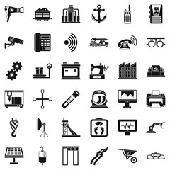Equipment icons set, simple style