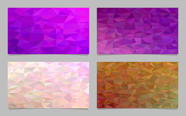 Polygonal irregular triangle tile mosaic card background set - modern vector mosaic design collection from colored triangles