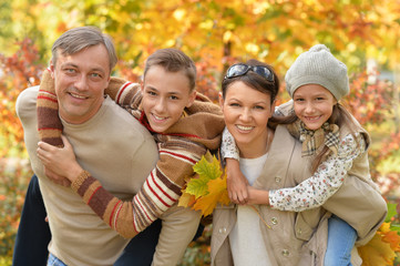 Happy family in park
