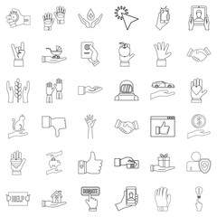 Pointing icons set, outline style