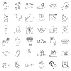 Document icons set, outline style