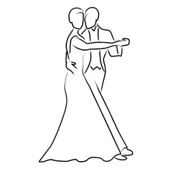 Couple dancing ballroom dance, vector logo - 176071953