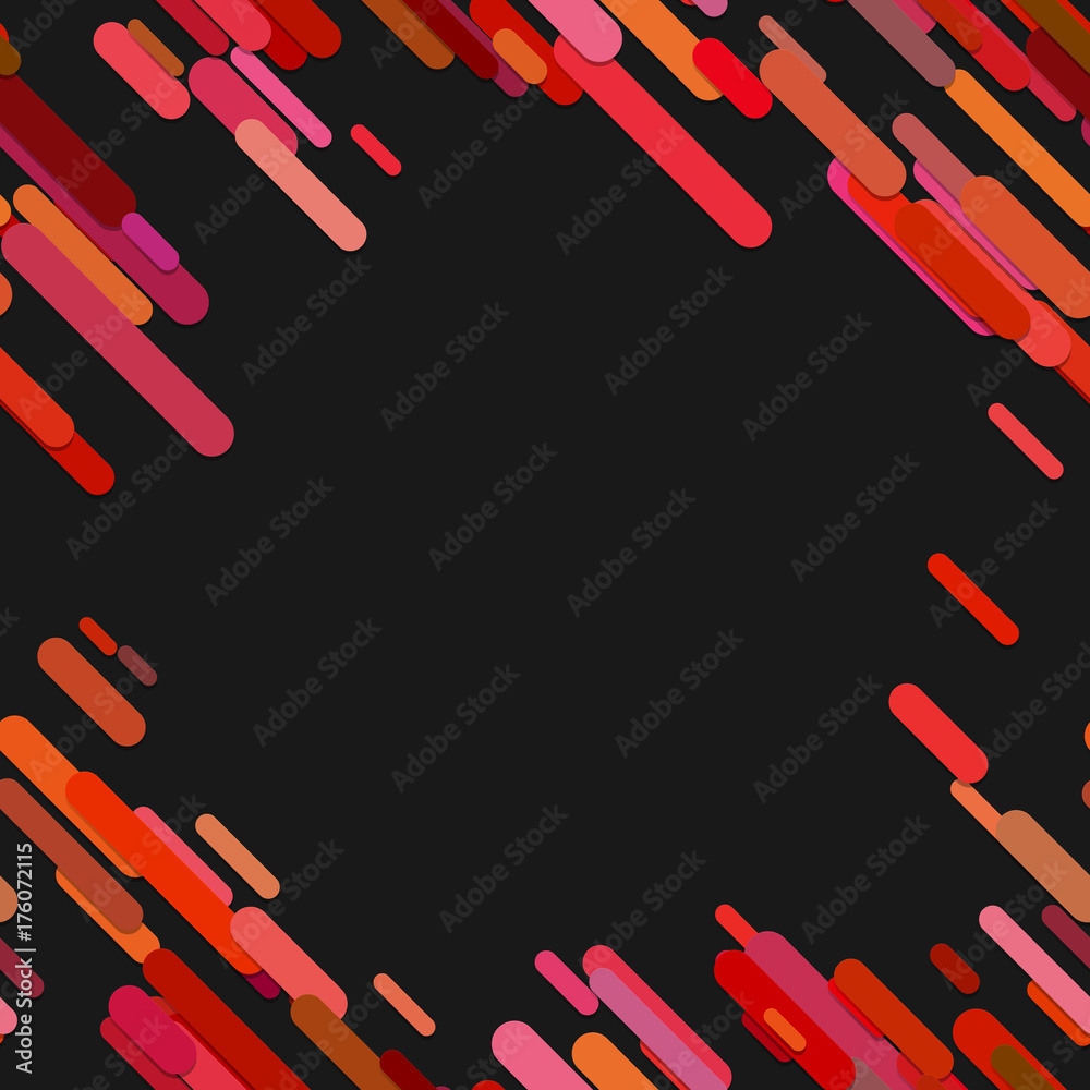 Poster geometrical random rounded diagonal stripe pattern background - vector design form red lines with va