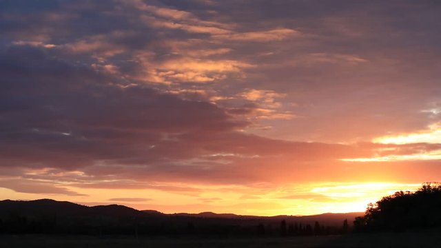 Timelapse of sunset in Corbieres, Aude, Occitanie in south of France