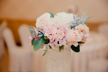 Table set for an event party or wedding reception flowers