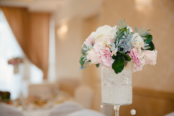 wedding bouquet. The bride is holding flowers for the engagement.