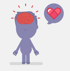 Silhouette people with brain highlight vector illustration