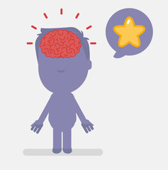 Silhouette people with brain highlight vector illustration