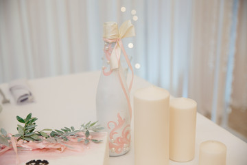 Bottle decorated for a wedding ceremony for a masterpiece