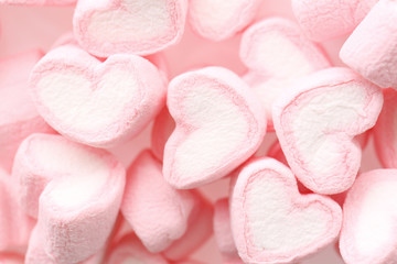 Pink Heart marshmallow isolated in white background
