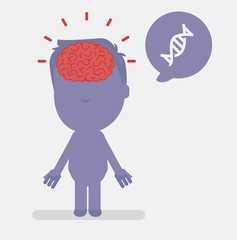 Silhouette people with brain highlight vector illustration: DNA