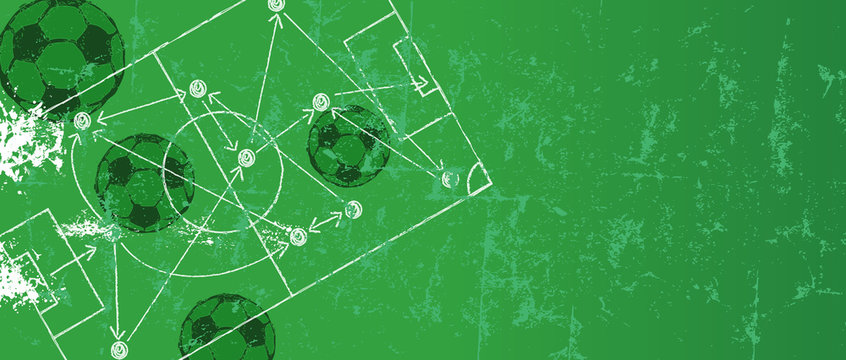 Soccer / Football design templatewith strategy drawing,,free copy space, vector