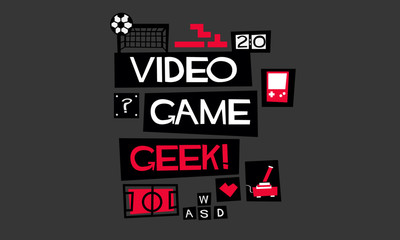 Video Game Geek! (Vector Illustration In Flat Style Poster Design) With Text Box