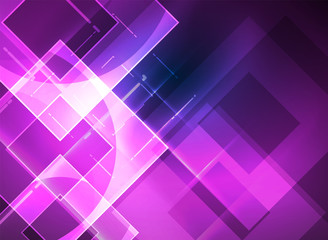 Glowing squares in the dark, digital abstract background
