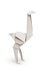 Origami ostrich isolated