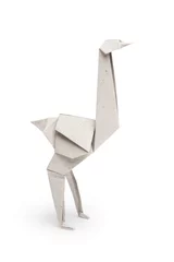 Rolgordijnen Struisvogel Origami ostrich isolated