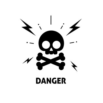 Electrical Hazard Sign Vector Illustration, Flat Cartoon Electric Shock Risk Zone Symbol, Electricity Caution Sticker, Alert Sign