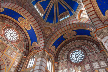 2017 Milan, Italy. Famous landmark - old grave at the Monumental Cemetery (Cimitero Monumentale). Religious art.
