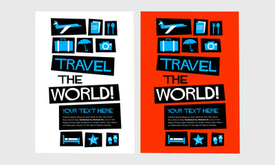 Travel The World! (Flat Style Vector Illustration Quote Poster Design)