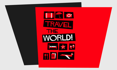 Travel The World! (Flat Style Vector Illustration Quote Poster Design)