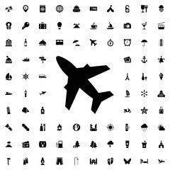 Plane icon. set of filled tourism icons.