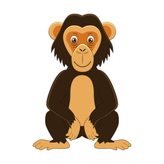 Cute cartoon monkey  vector illustration isolated on white background