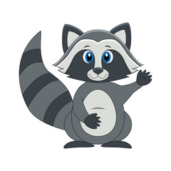 Cute cartoon racoon vector illustration isolated on white background
