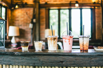 cold coffee Latte Macchiato ,and strawberry milk shake