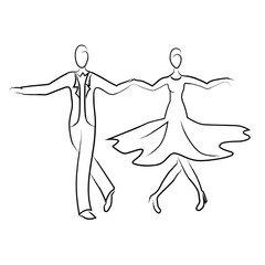 Couple dancing ballroom dance, vector silhouette logo - 176078567