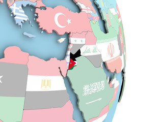 Jordan with flag on globe