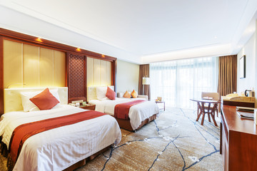 Fototapeta premium interior of modern twin bed room