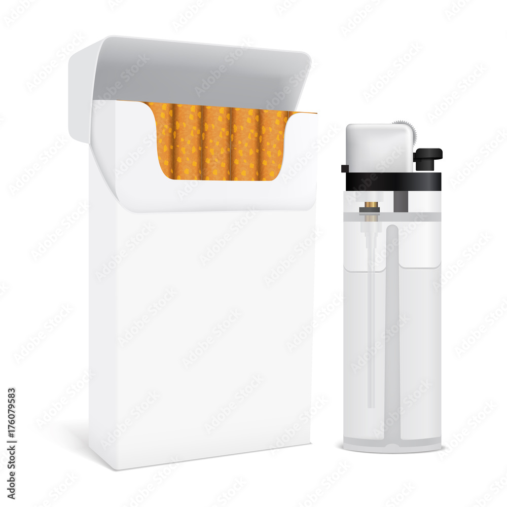 Poster Cigarettes Pack And Lighter Set