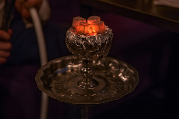 Hookah smoke in cafe & lounge bar