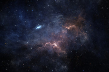 Weltraumhintergrund mit Nebel und Sternen