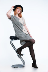 Fototapeta premium Girl in black pantyhose