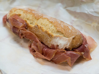 Sandwich with ham on withe background