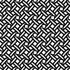 Geometric seamless pattern. Black and white abstract textured geometric seamless pattern. Symmetric monochrome textile backdrop.